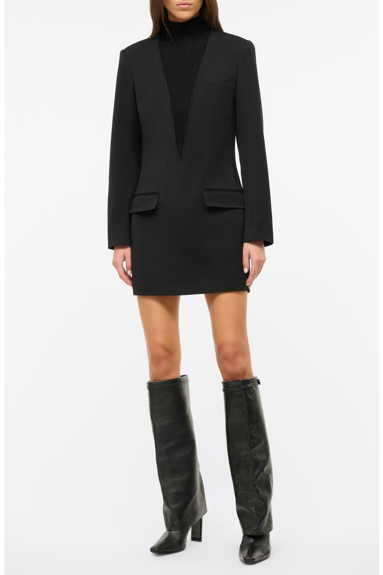 Mott Mixed Media Long Sleeve Coatdress, Main, color, BLACK