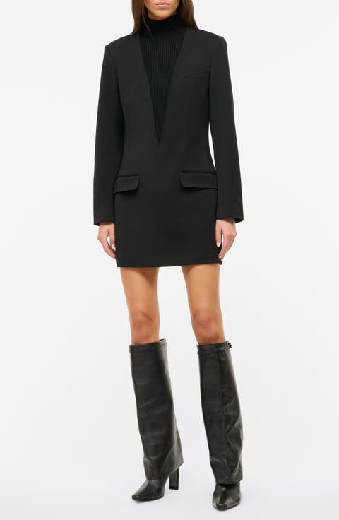 Mott Mixed Media Long Sleeve Coatdress
