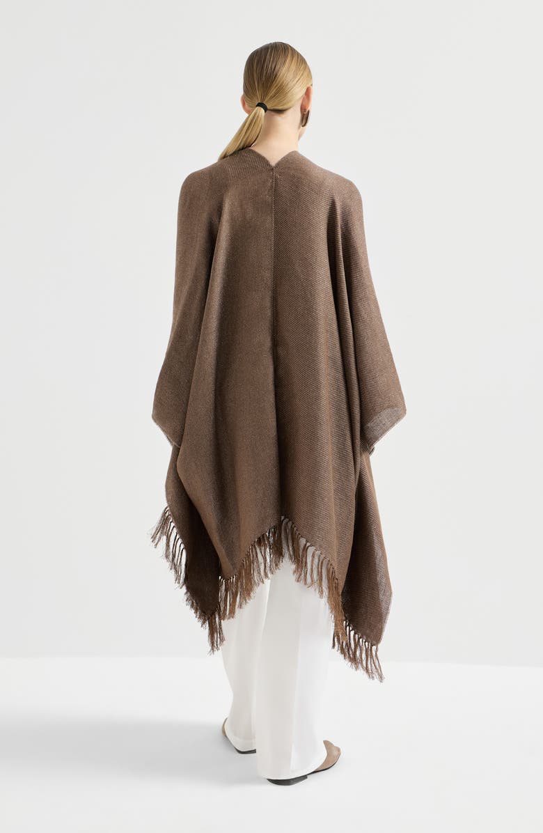 Brunello Cucinelli Linen cover poncho, Alternate, color, Brown