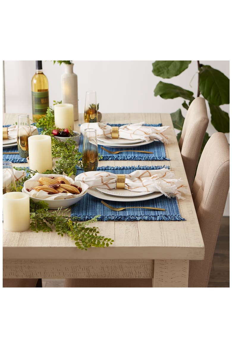 Variegated Fringe Set of 4 Placemats, Alternate, color, BLUE