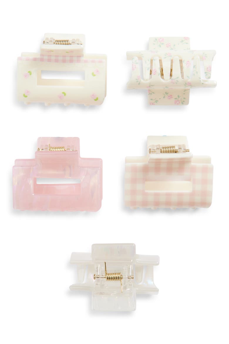 Kids' 5-Pack Claw Clips, Main, color, PINK COMBO