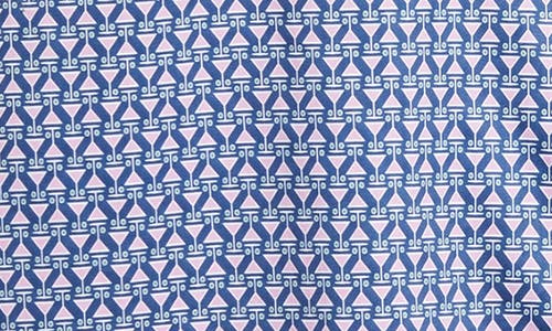 Johnston & Murphy Martini Print Cotton Button-up Shirt In Pink/navy