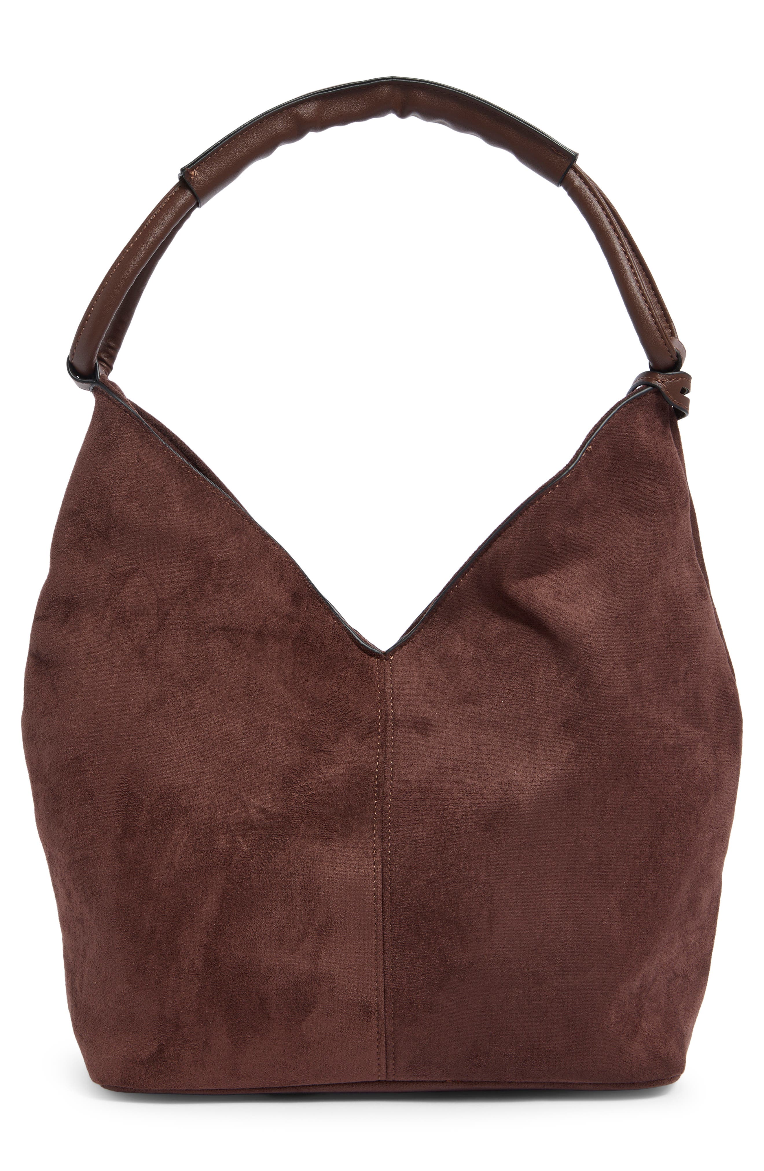 Faux Suede Origami Tote, Alternate, color, CHOCOLATE