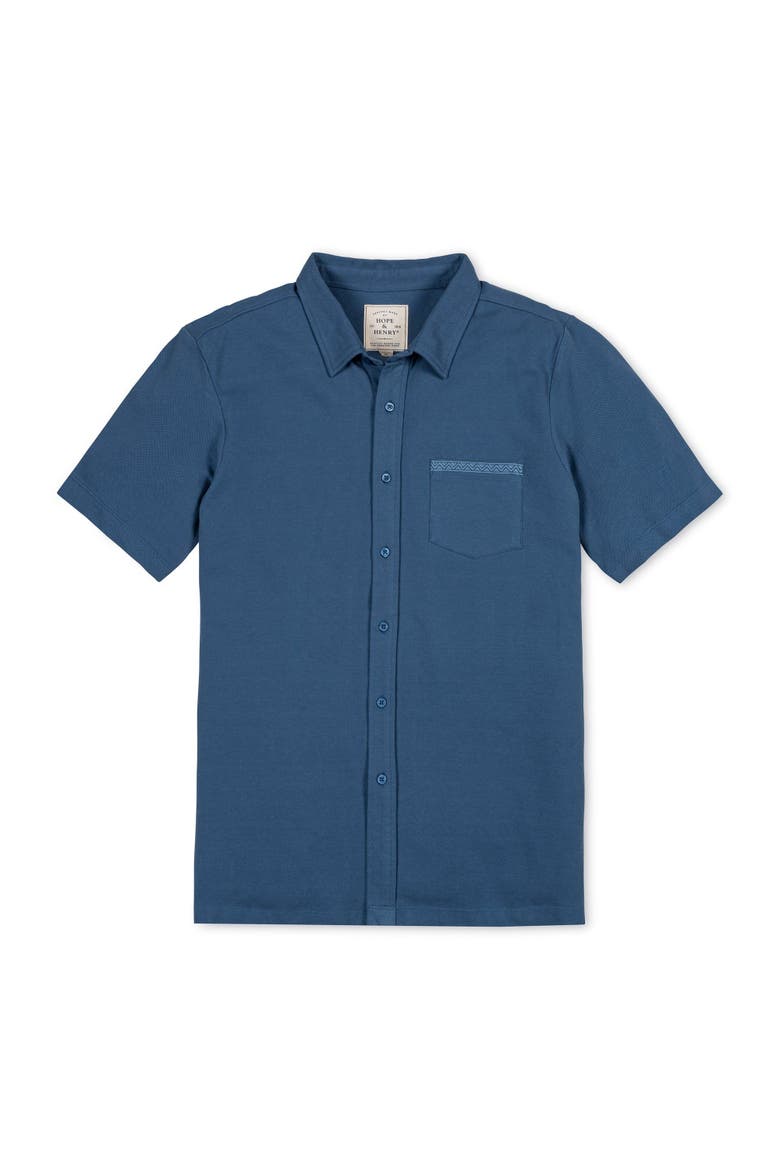 Organic Pique Short Sleeve Shirt, Alternate, color, Stone Blue