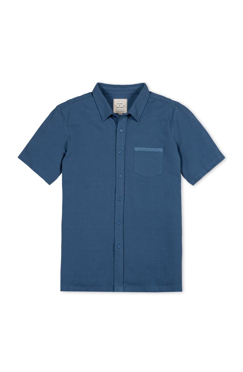 Hope & Henry Organic Pique Short Sleeve Shirt, Alternate, color, Stone Blue