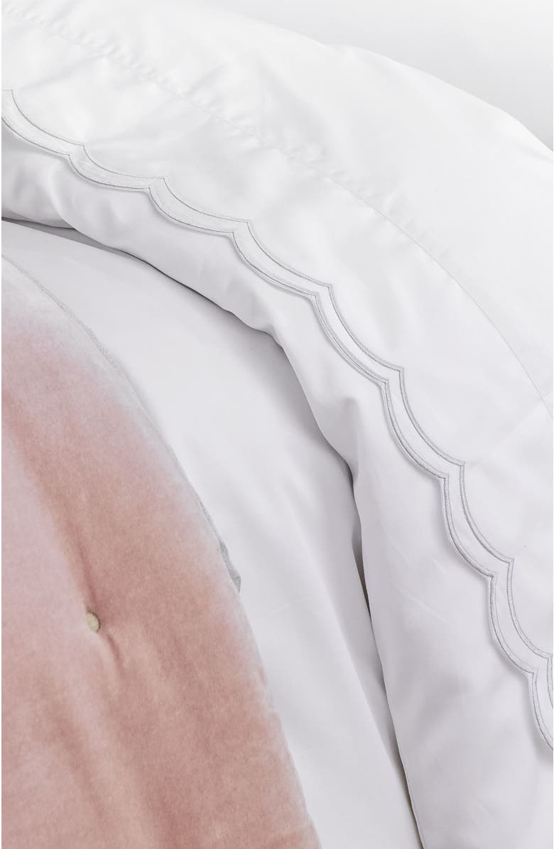 CHRISTY Scallop Edge Luxury Cotton Sateen Flat Sheets, Alternate, color, Silver