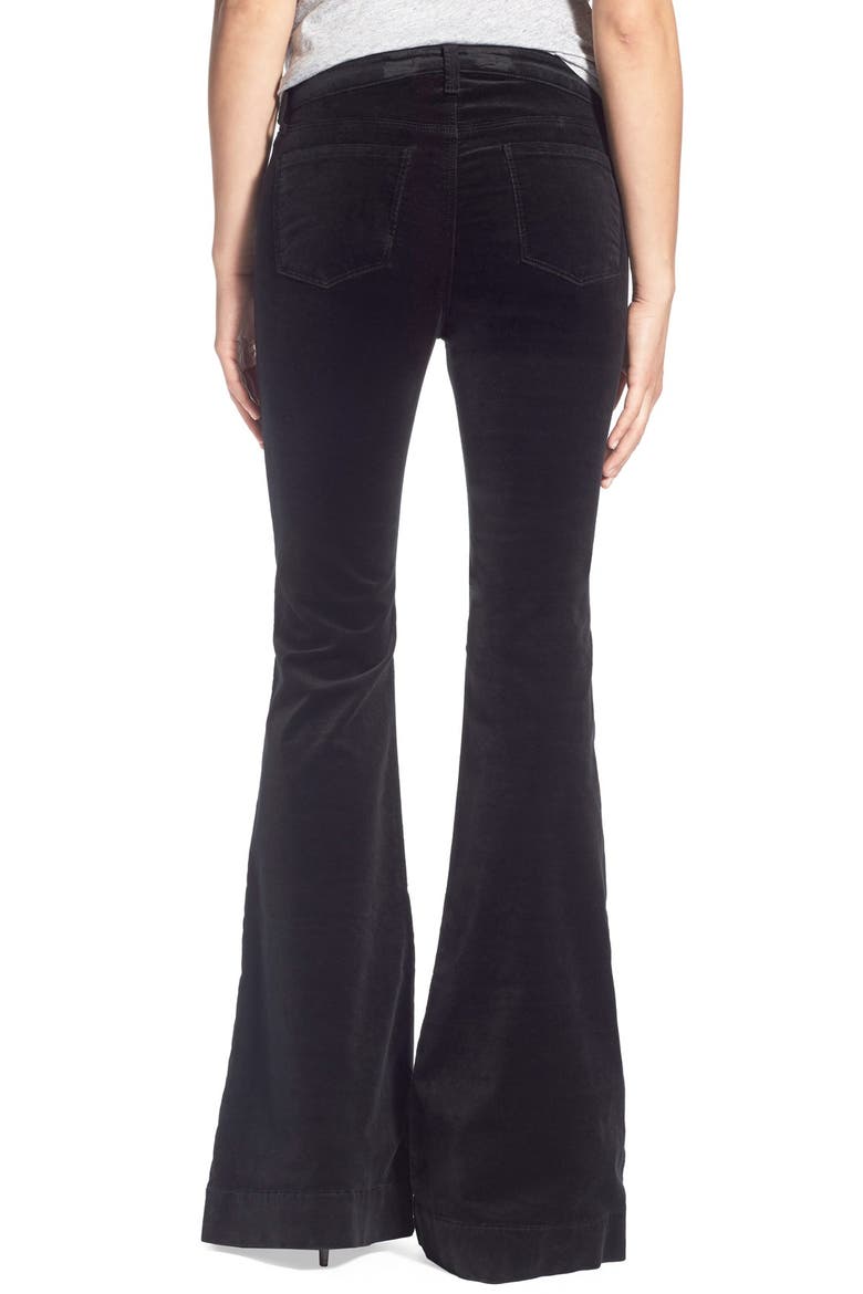 'Bella' Kick Flare Pants, Alternate, color, BLACK VELVETEEN