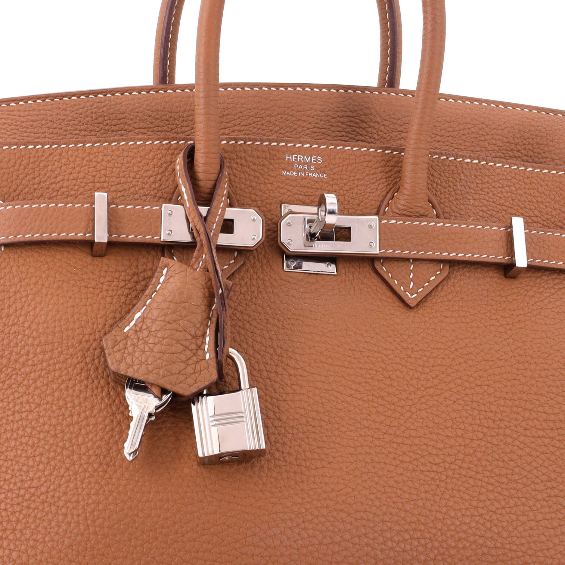 Birkin Handbag Brown Togo with Palladium Hardware 25, Alternate, color, Metallic Gold