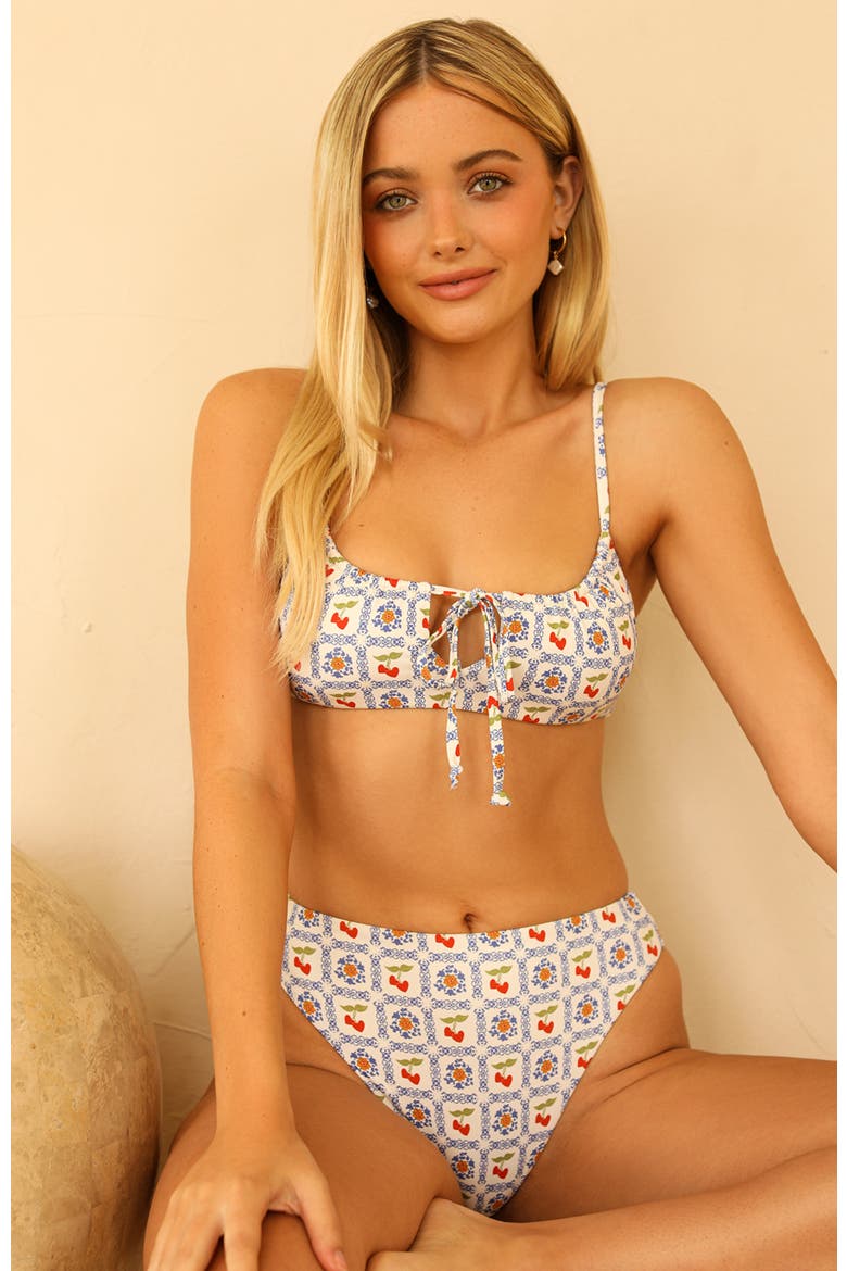 Seashore High Waist Cheeky Bikini Bottom, Main, color, Palmero