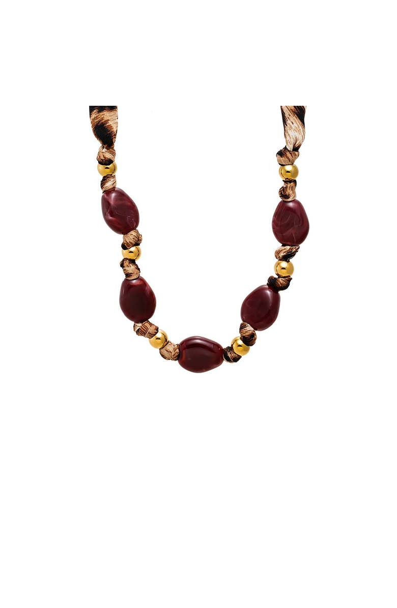 BY ADINA EDEN Bandana Wrap Gold Bead Necklace, Main, color, Brown