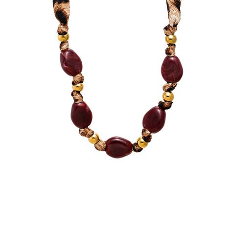 Bandana Wrap Gold Bead Necklace