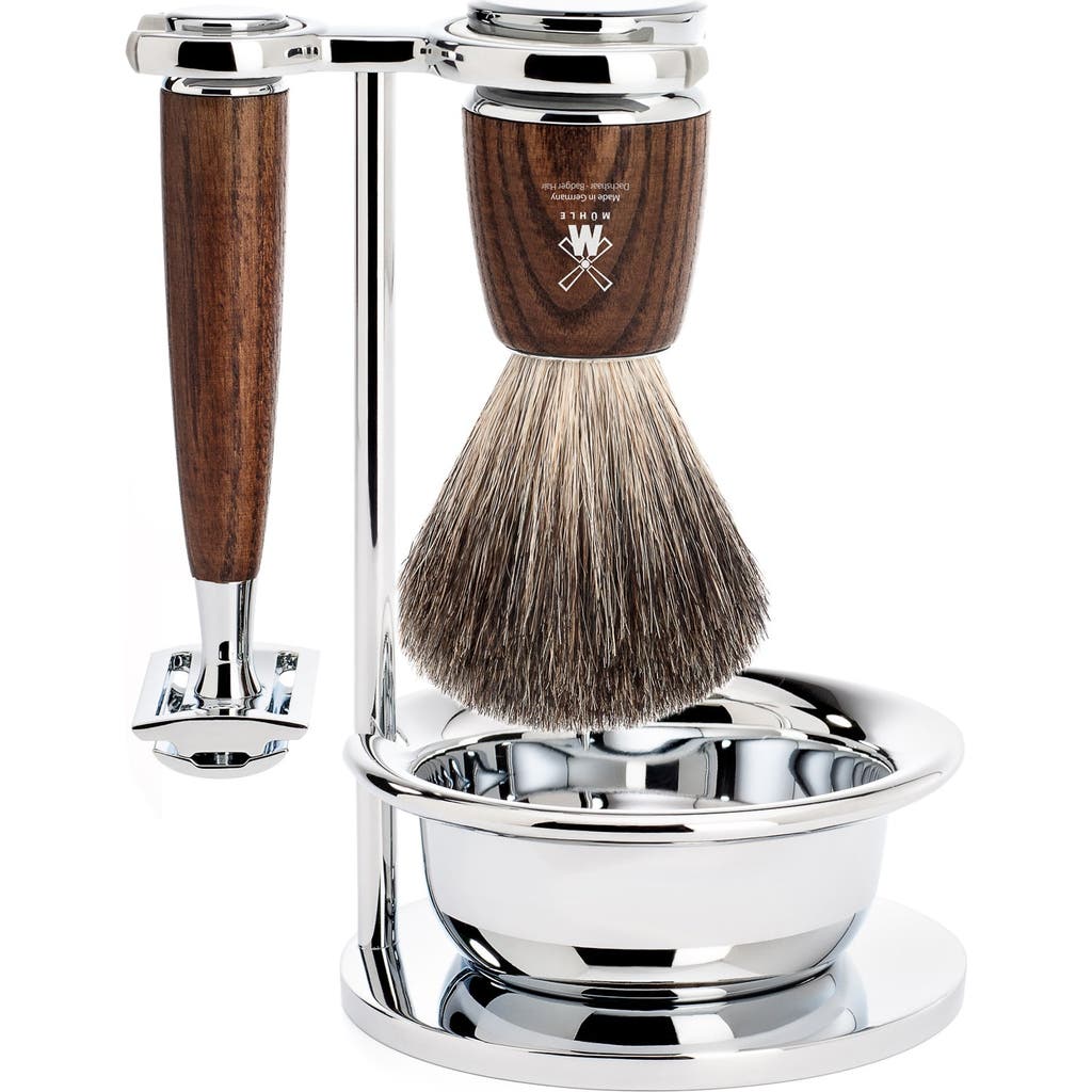 Mühle Rytmo Steamed Ash 4-piece Pure Badger & Safety Razor Shaving Set