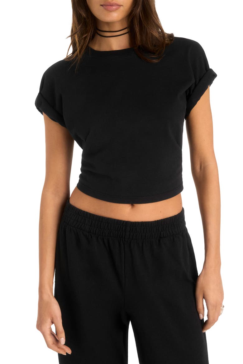 Coast Crop T-Shirt, Main, color, BLACK