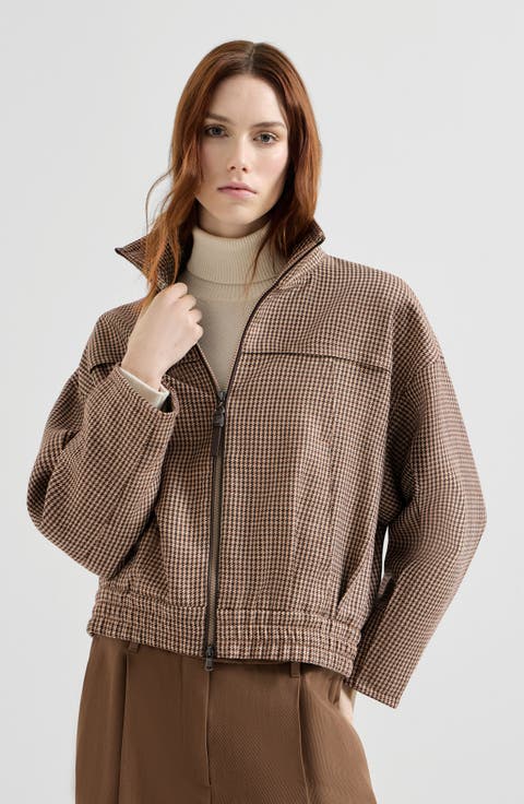 Sparkling houndstooth outerwear jacket