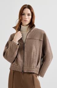 Brunello Cucinelli Sparkling houndstooth outerwear jacket