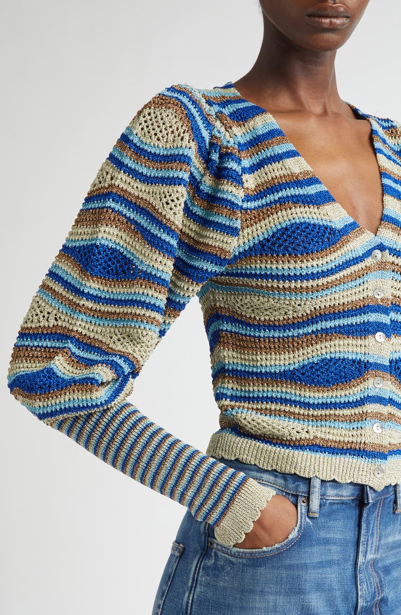FARM Rio Mixed Waves Striped Cardigan, Alternate, color, Multi