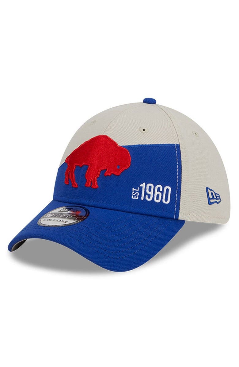 New Era Men's New Era Cream/Royal Buffalo Bills 2023 Sideline Historic 39THIRTY Flex Hat, Main, color, Cream