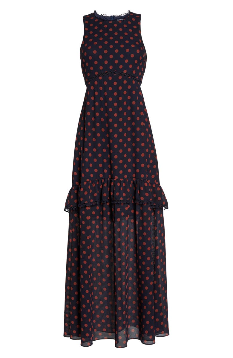 NSR Dot Ruffle Maxi Dress, Alternate, color, 