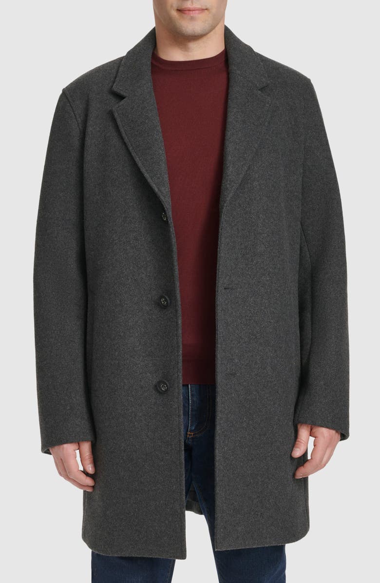 Cole Haan Regular Fit Stretch Wool Coat, Alternate, color, Charcoal