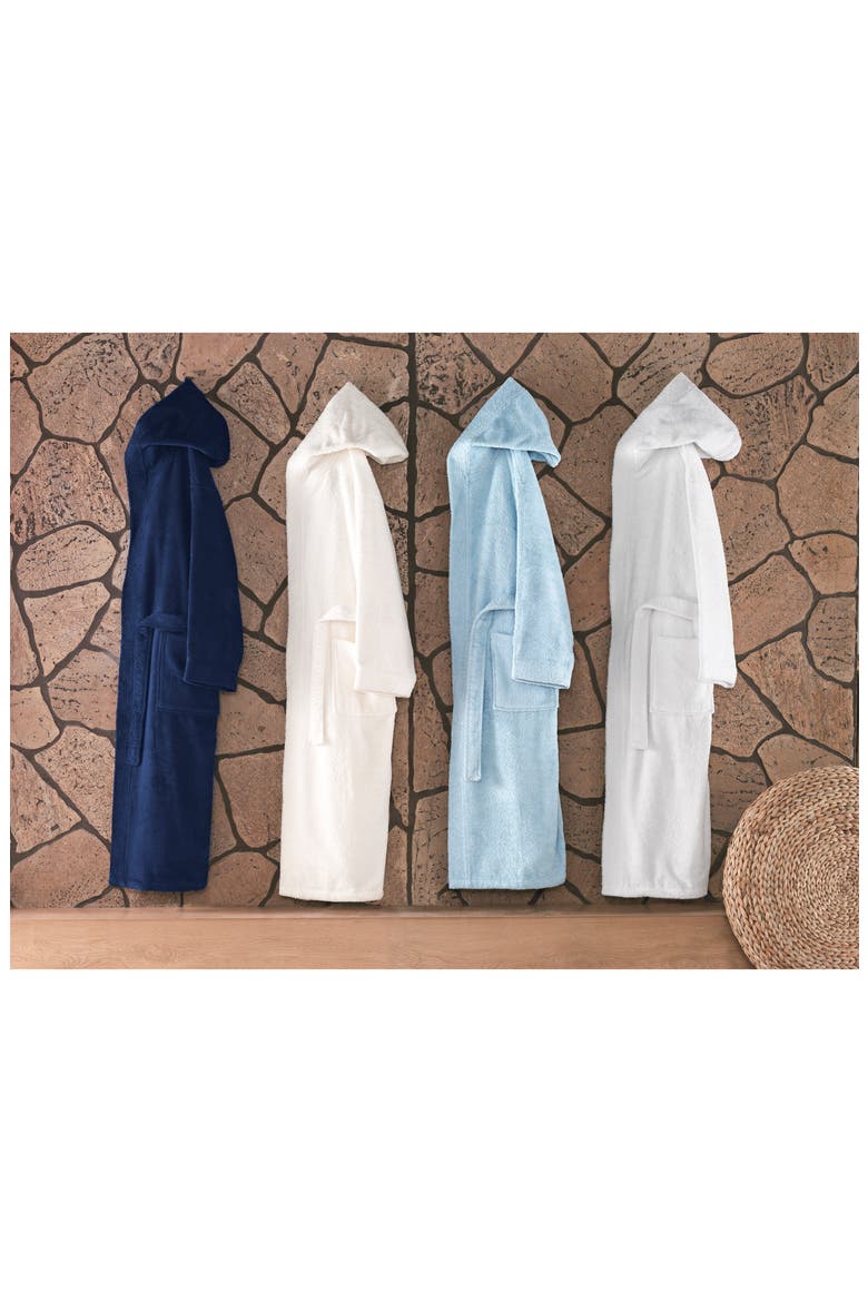 Hooded Turkish Cotton Bathrobe, Alternate, color, NAVY