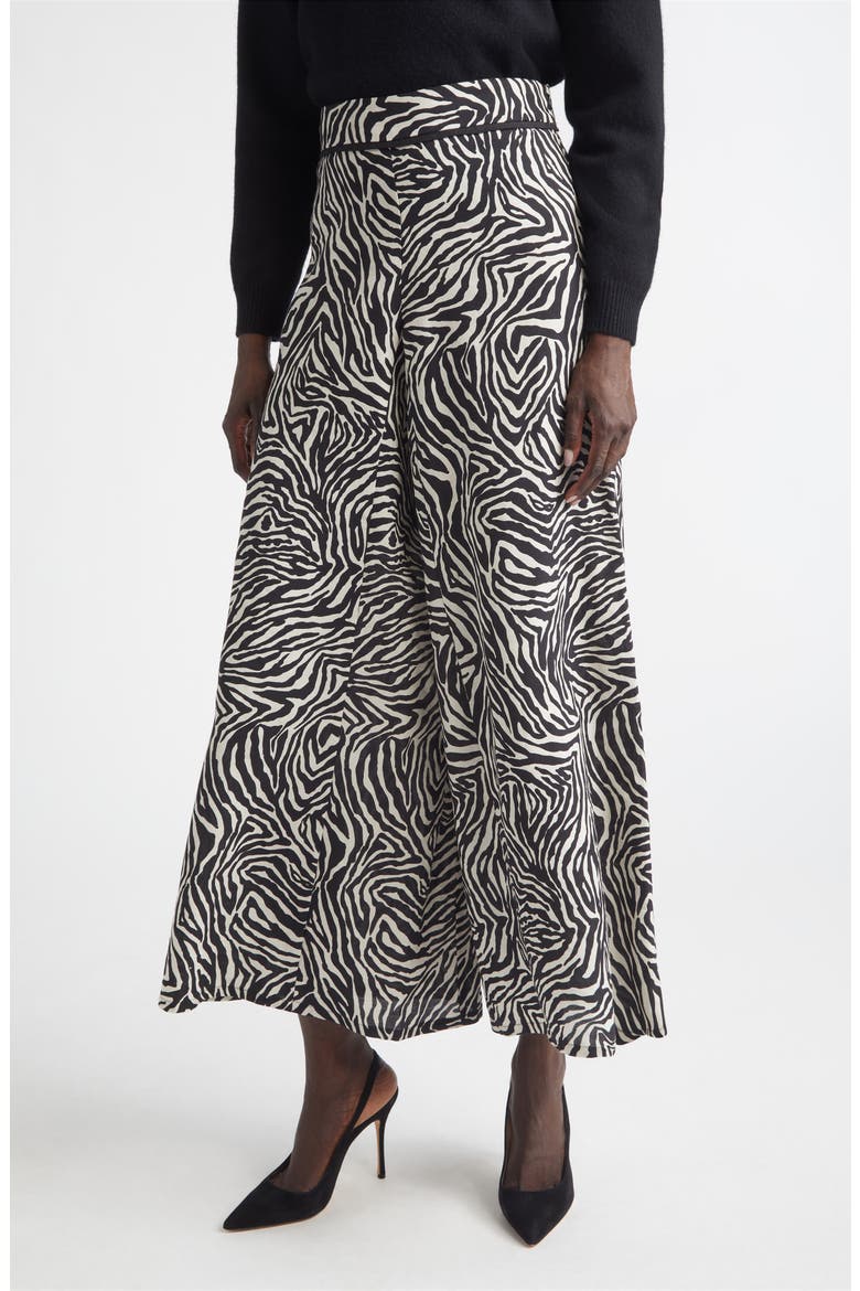 Romy Zebra Print Wide Leg Crop Pants, Main, color, BLACK/ LINEN