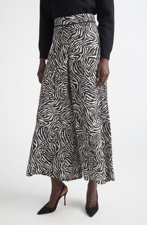 Romy Zebra Print Wide Leg Crop Pants
