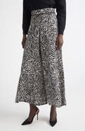 ST. JOHN Romy Zebra Print Wide Leg Crop Pants