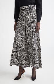 ST. JOHN Romy Zebra Print Wide Leg Crop Pants
