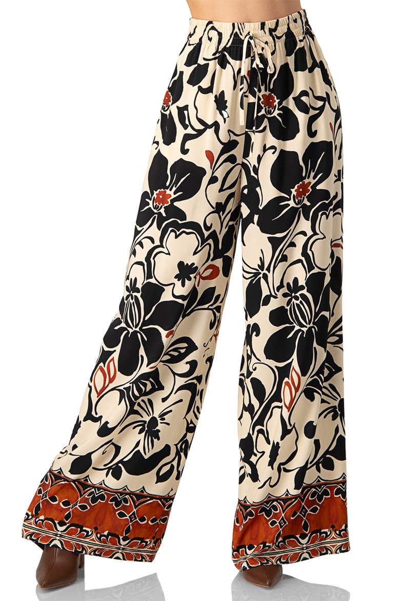 Floral Wide Leg Trousers, Main, color, Multicolor
