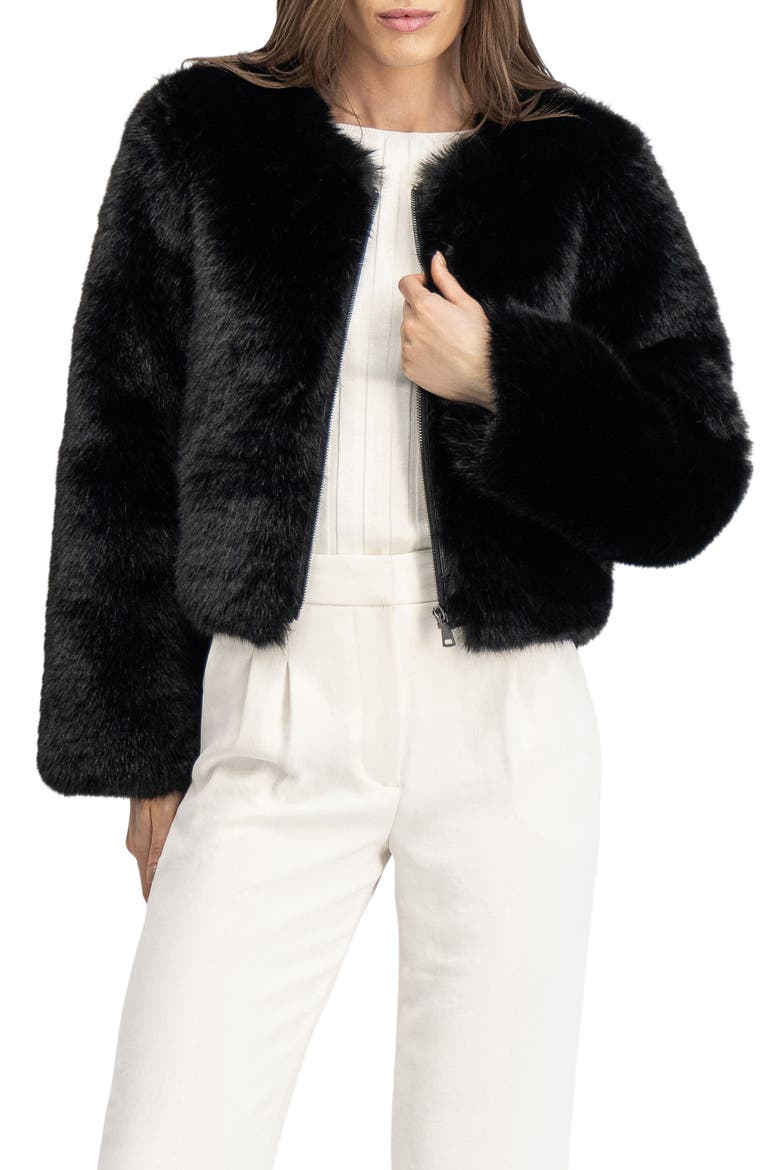 Fur-Free Fox (Faux Fur) Bolero, Main, color, BLACK