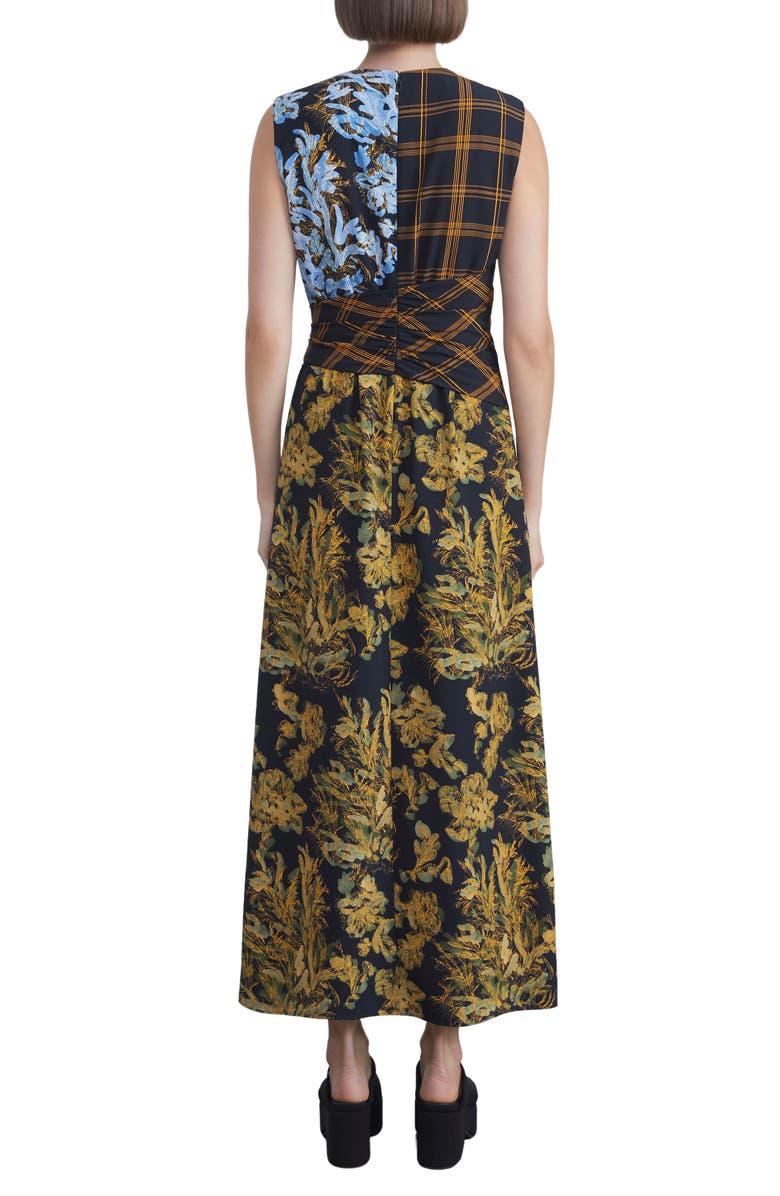 Lafayette 148 New York Mixed Print Twist Waist Sleeveless Midi Dress, Alternate, color,