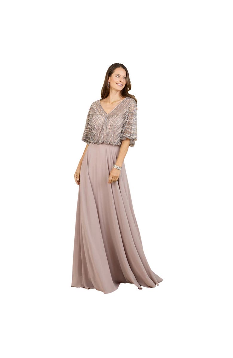LARA New York Chiffon A-line Long Gown, Main, color, Dustypurple