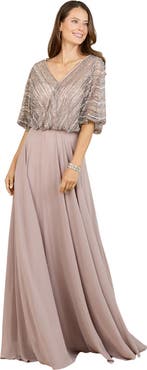 LARA New York Chiffon A-line Long Gown