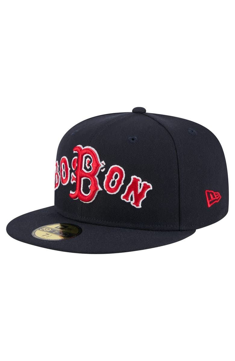 New Era Men's New Era Navy Boston Red Sox Overlap 59FIFTY Fitted Hat, Alternate, color, Navy
