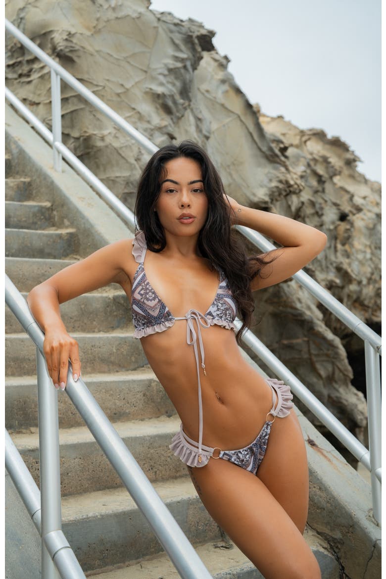 Bruna Bikini Top, Alternate, color, Brown Mosaic