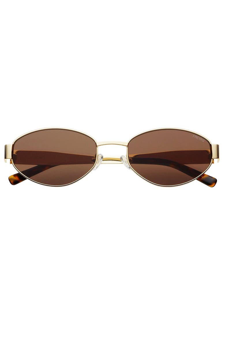 FREYRS Eyewear Soho Oval Sunglasses, Main, color, Gold / Brown