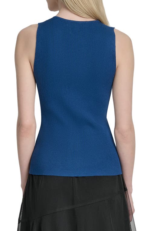 Dkny Front Zip Sweater Vest In Blue