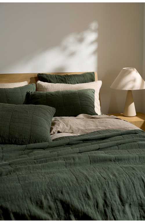 Parachute Linen Box Quilted Sham Set In Green