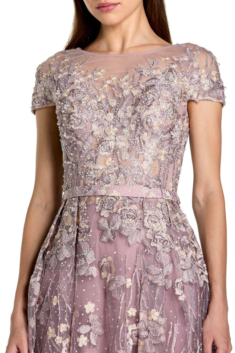 Embroidered Cap Sleeve High Neck Midi Dress, Alternate, color, Vintage Lilac