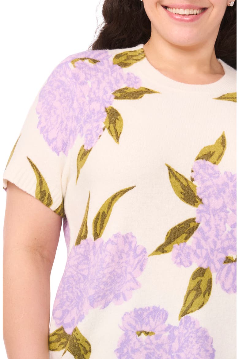 Hydrangea Short Sleeve Sweater, Alternate, color, ORCHID PETAL
