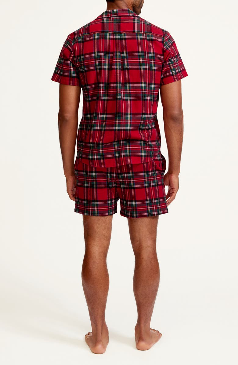 Petite Plume Imperial Tartan Brushed Cotton Twill Short Pajamas, Alternate, color, Red