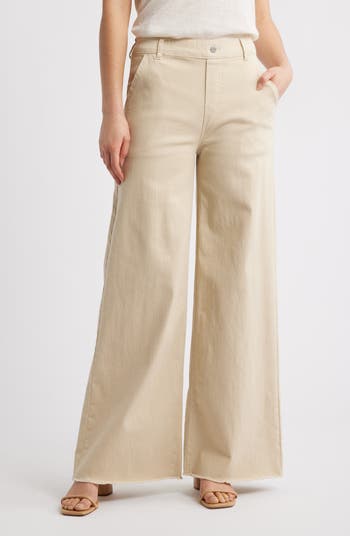 Hue Raw Hem Wide Leg Pull-On Denim Pants | Nordstrom