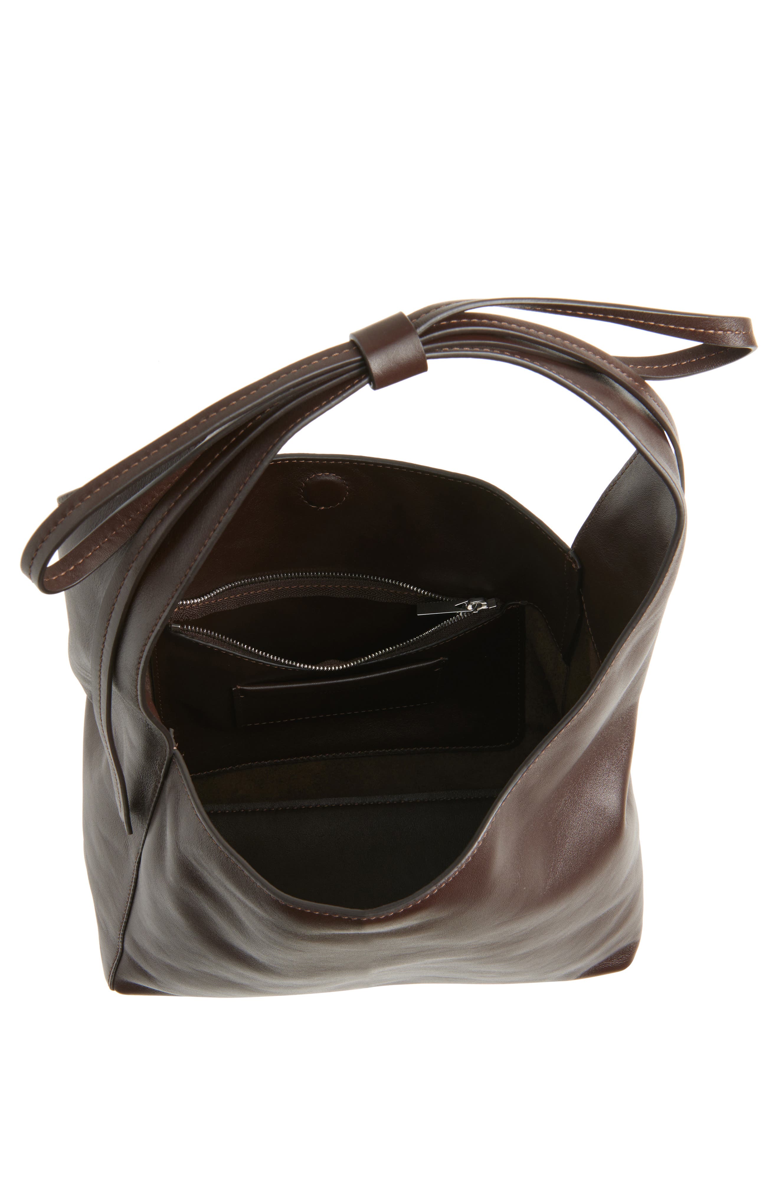Reformation Small Vittoria Leather Tote, Alternate, color, Tobacco Leather