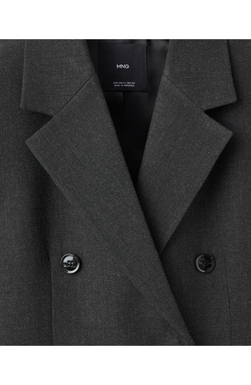 Mango Double Breasted Suit Blazer In Black