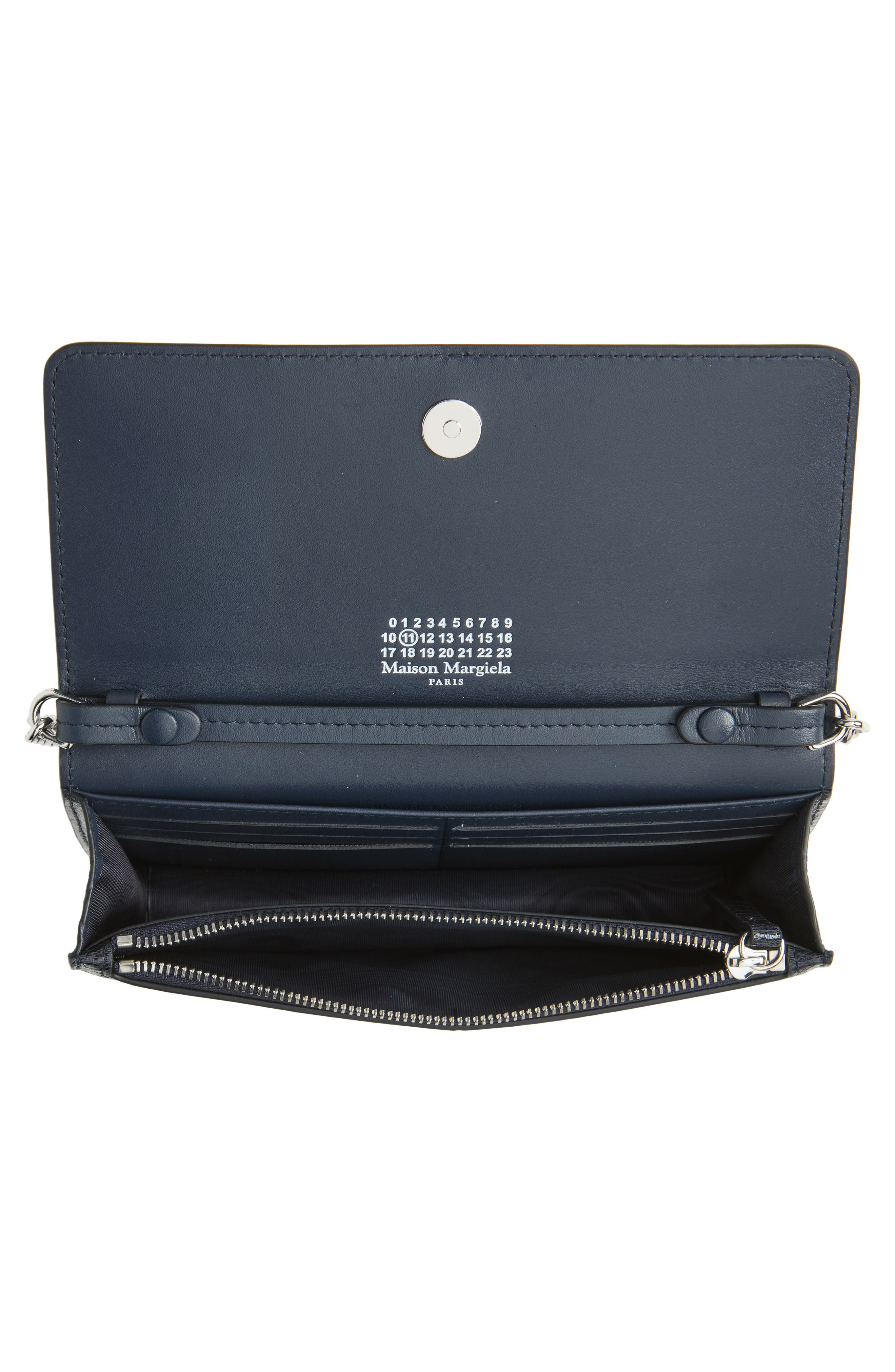 Medium Crackled Leather Wallet on a Chain, Alternate, color, DARK NAVY