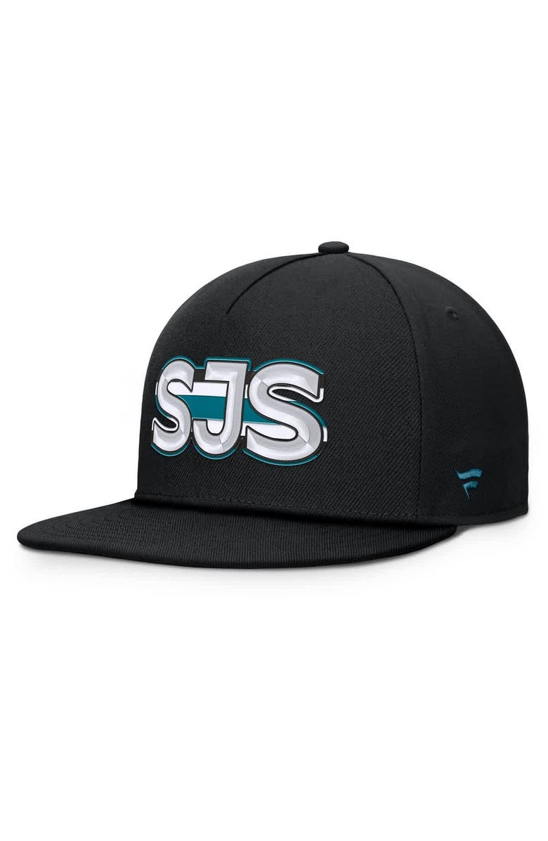 FANATICS Men's Fanatics Black San Jose Sharks Authentic Pro Rink Team Code Snapback Hat, Alternate, color, Black