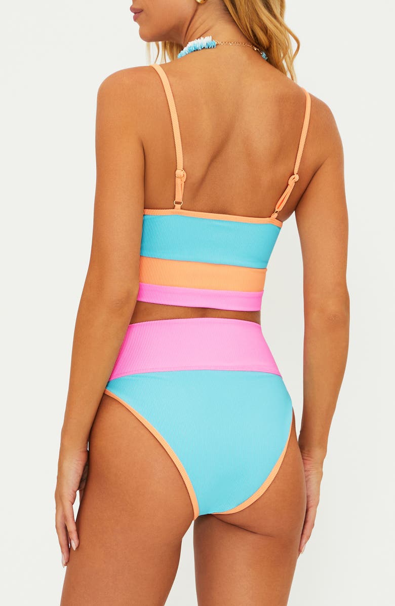 Beach Riot Emmy Colorblock High Waist Bikini Bottoms, Alternate, color, Blue/Green Crush Color