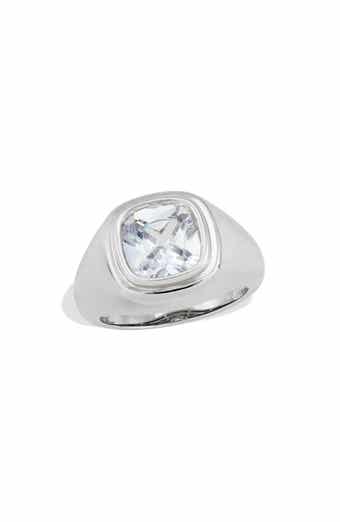 SAVVY CIE JEWELS Step Up Cubic Zirconia Signet Ring