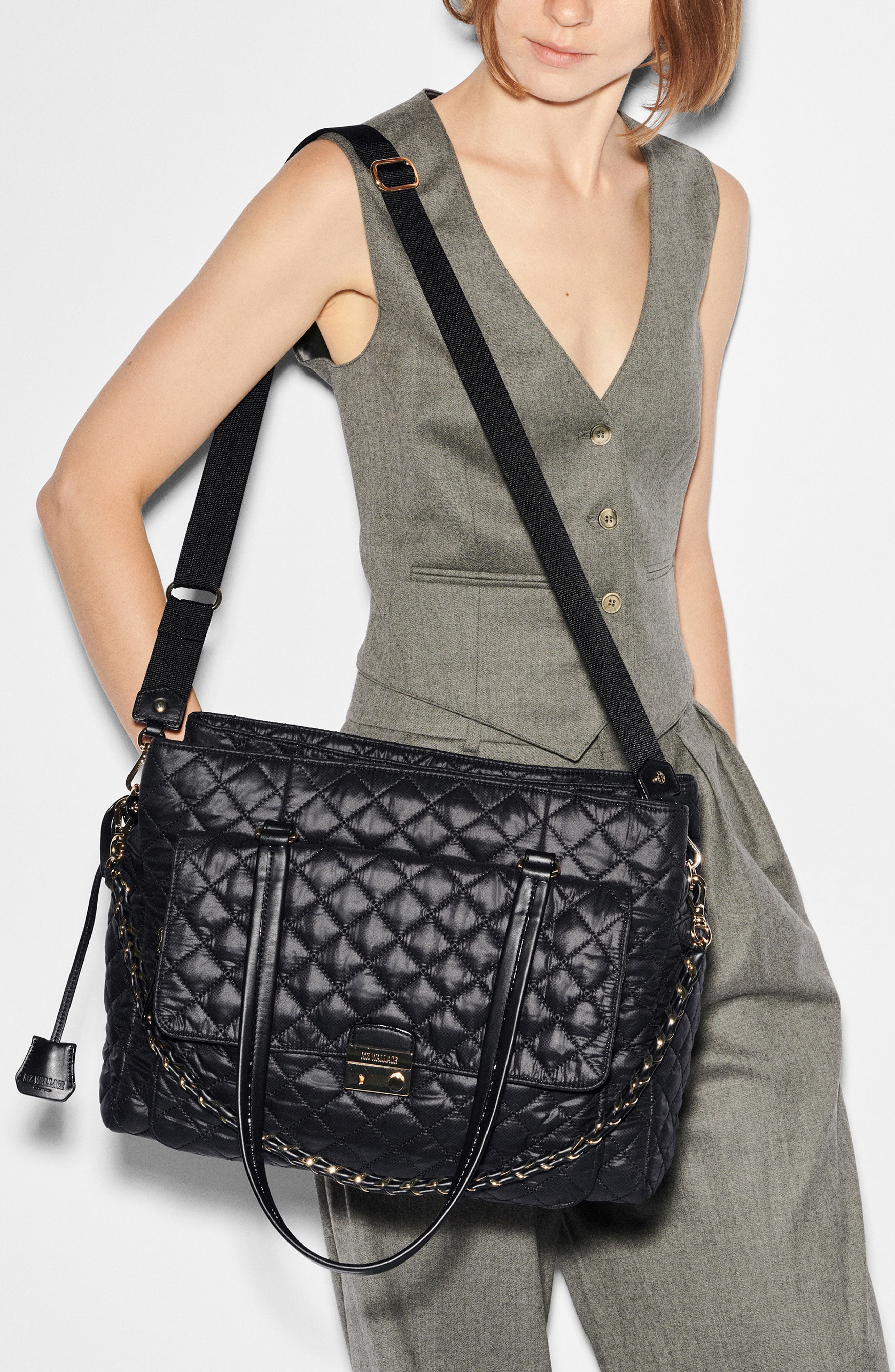 MZ Wallace Crosby Lock Quilted Nylon Tote, Alternate, color, 