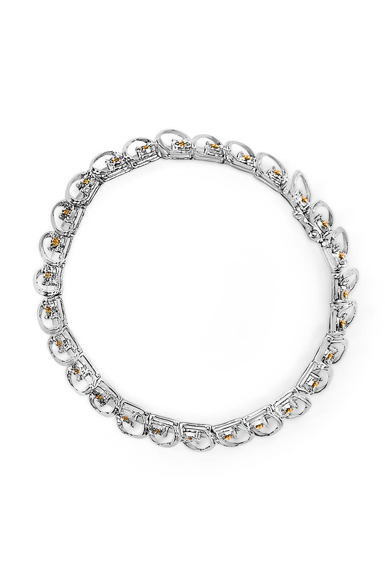 .925 Sterling Silver 3/4 Cttw Yellow Diamond Illusion Plate Looped Link Bracelet, Alternate, color, Silver